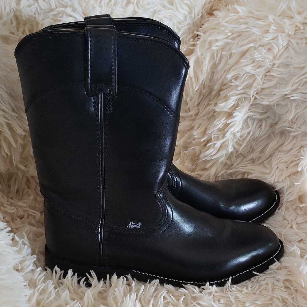 NEW Justin Roper Black Leather Men's Boots